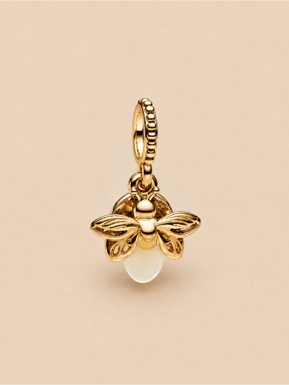 Pandora Gold Bee Charm with Cream Stone Accent